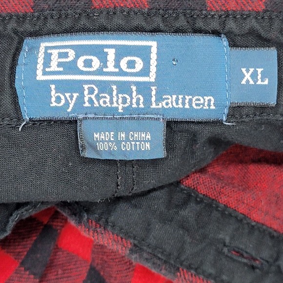 Polo Ralph Lauren Mens Shirt XL Plaid Half Button Up Buffalo Pullover Cotton - Picture 9 of 10